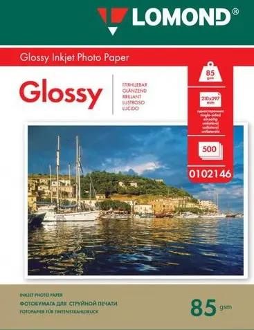 Фотобумага Lomond A4, для струйной печати, 500л, 85г/м2, белый, покрытие глянцевое [0102146]